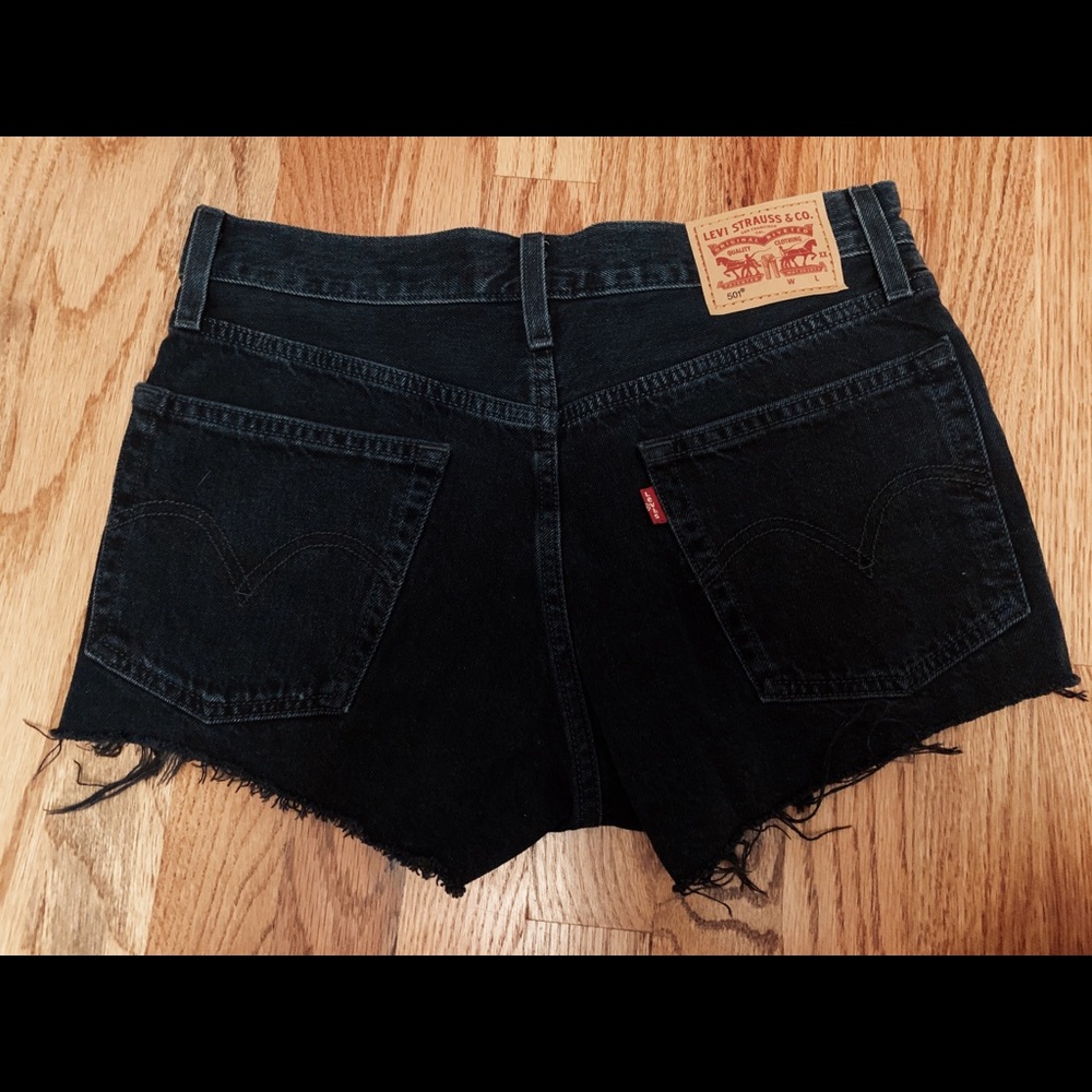 Levi’s black denim shorts